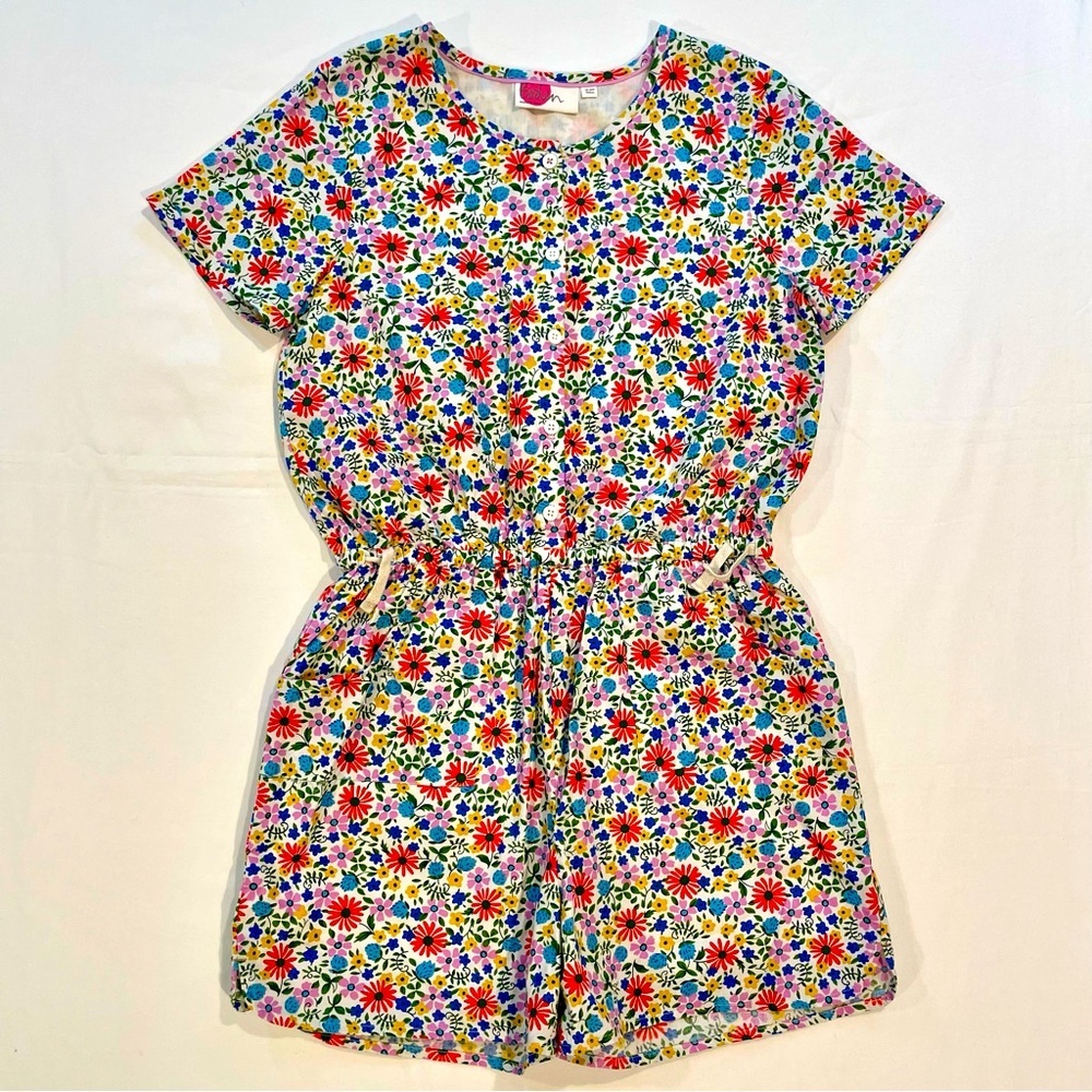 New Boden Floral Short Romper Girls 13-14 Y Flowers Lined Cotton Spring Mini